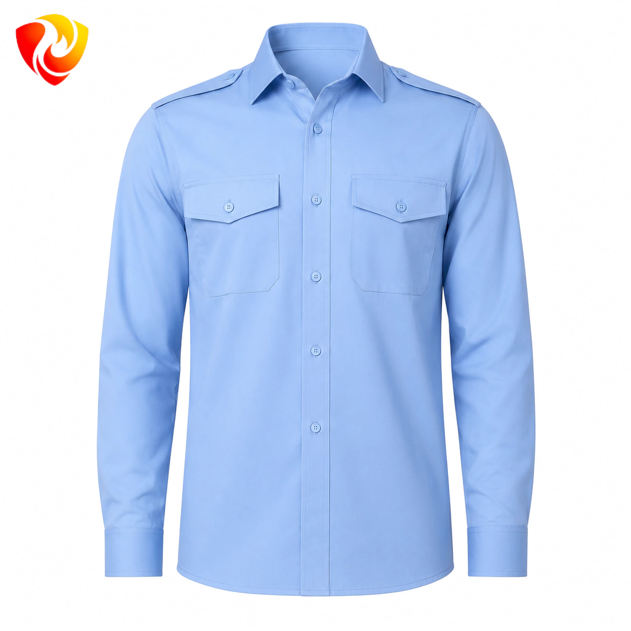 Blue security shirt پیراهن حراست آبی نگهبانی دوجیب پاگن دار