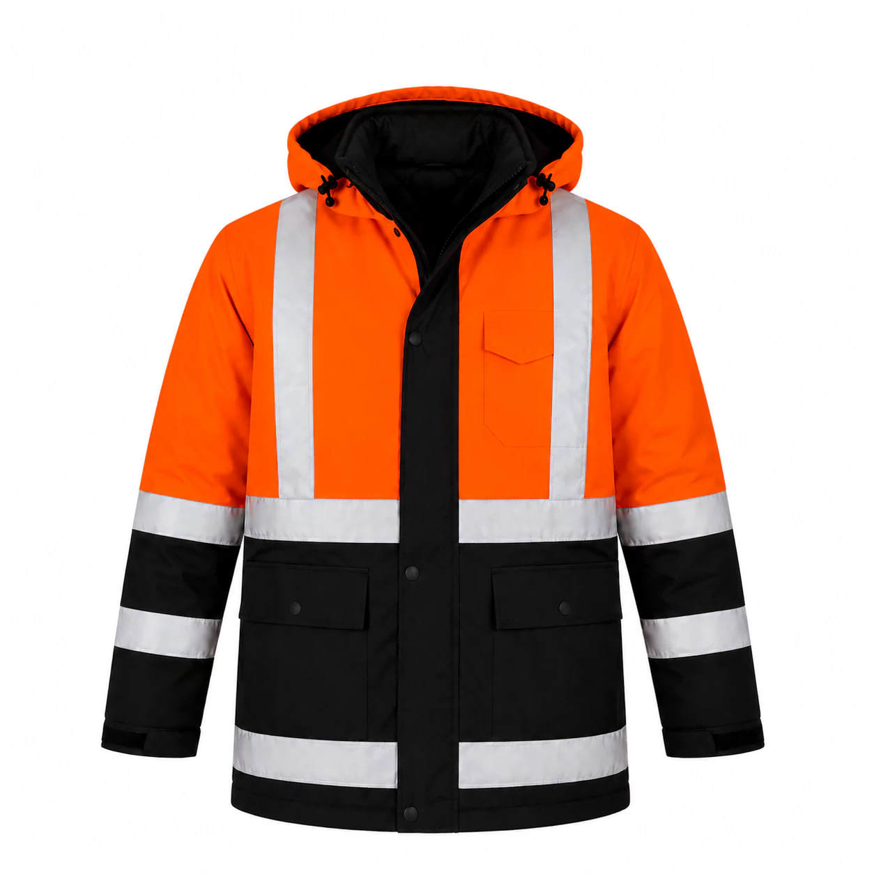 Orange and black highway maintenance overcoat2 کاپشن عملیاتی مشکی نارنجی اورکت تولیدی کاپشن در تبریز تهران خوزستان مشهد