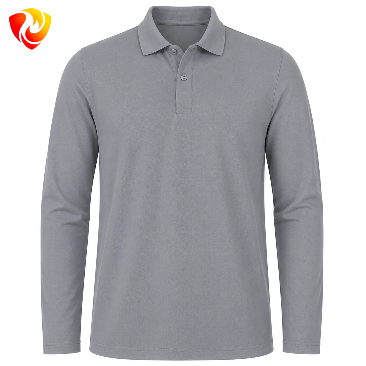 Grey long-sleeve pique T-shirt تیشرت جودون آستین بلند طوسی